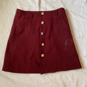Burgundy Button Down Skirt